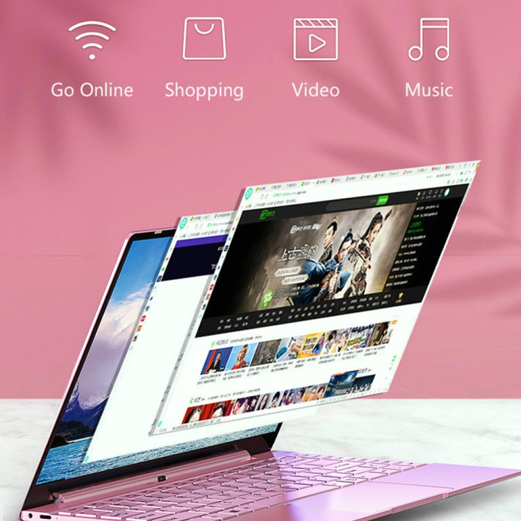 F20 Laptop, 14 inch, 12GB+512GB, Windows 10 OS, Intel Celeron N5095 Quad Core 2.0-2.9GHz, Support TF Card & Bluetooth & WiFi, US Plug(Rose Gold)