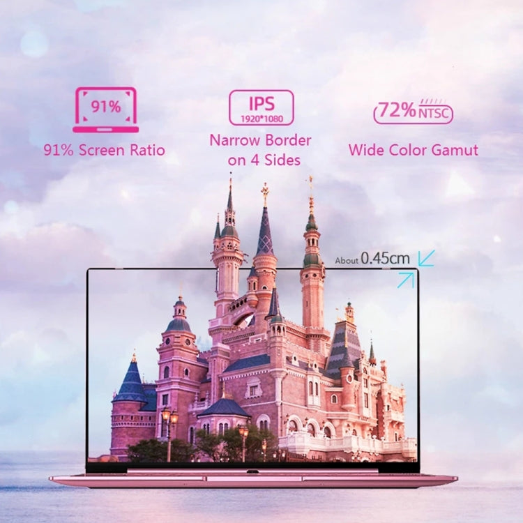 F20 Laptop, 14 inch, 12GB+512GB, Windows 10 OS, Intel Celeron N5095 Quad Core 2.0-2.9GHz, Support TF Card & Bluetooth & WiFi, US Plug(Rose Gold)