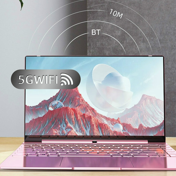 F20 Laptop, 14 inch, 12GB+512GB, Windows 10 OS, Intel Celeron N5095 Quad Core 2.0-2.9GHz, Support TF Card & Bluetooth & WiFi, US Plug(Rose Gold)