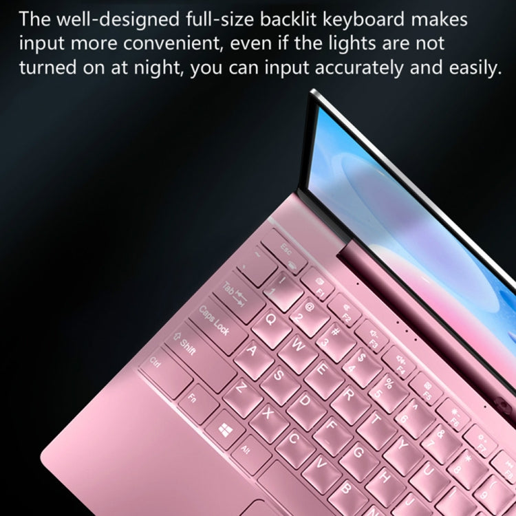 F20 Laptop, 14 inch, 12GB+1TB, Windows 10 OS, Intel Celeron N5095 Quad Core 2.0-2.9GHz, Support TF Card & Bluetooth & WiFi, US Plug(Rose Gold)