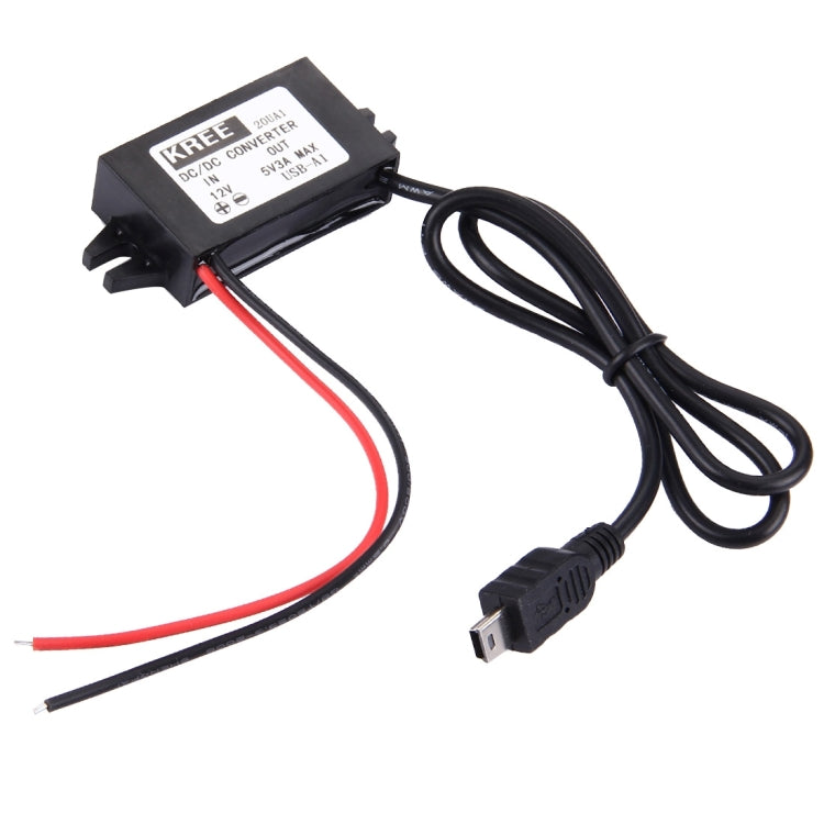 DC 12V to 5V 3A Mini USB Car Charger for Car GPS Tracker DVR & MP3 & MP4, Length: 40cm