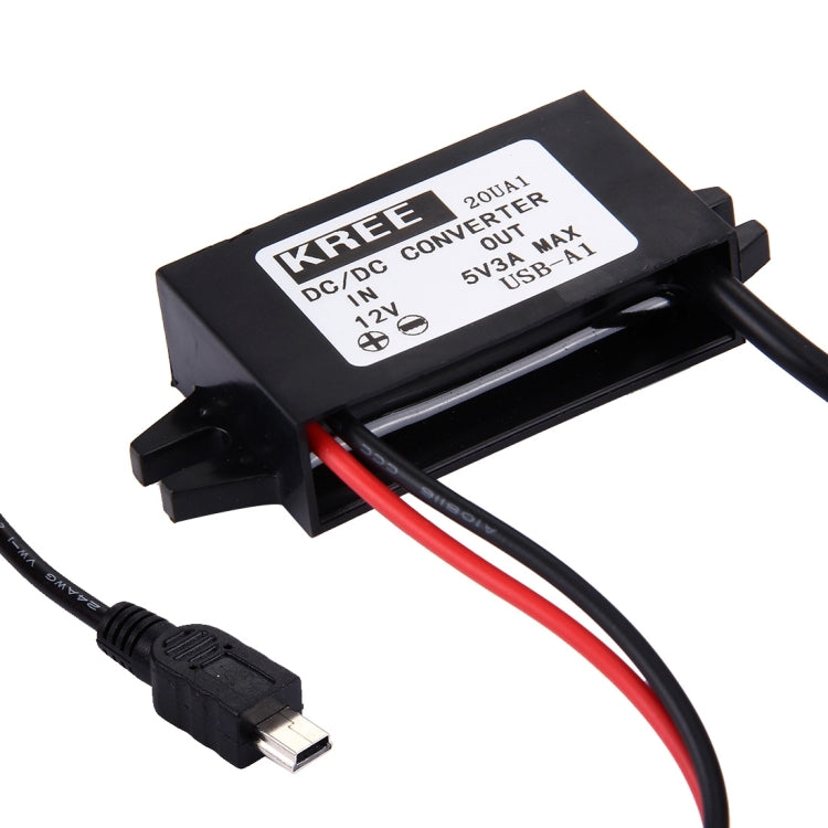 DC 12V to 5V 3A Mini USB Car Charger for Car GPS Tracker DVR & MP3 & MP4, Length: 40cm