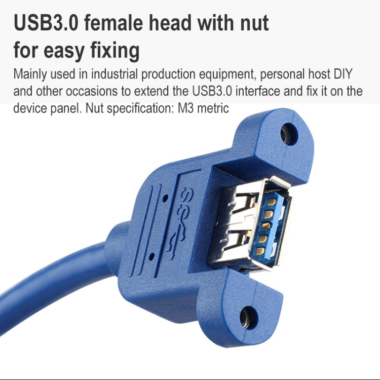 USB 3.0 Male to Female Extension Cable with Screw Nut, Cable Length: 60cm