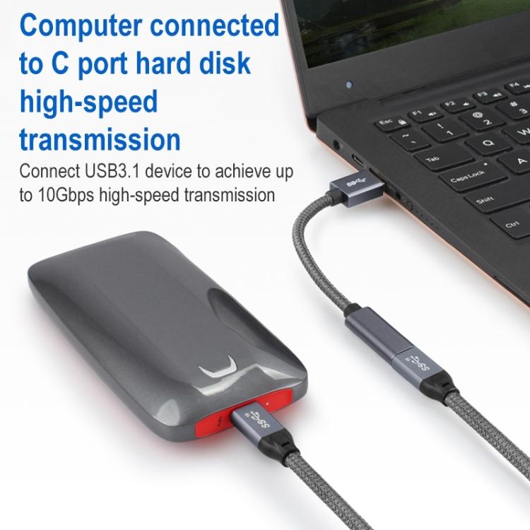 15cm USB 3.0 Male to USB-C / Type-C Female Extension Cable  - Grey