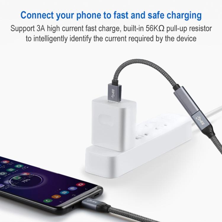 15cm USB 3.0 Male to USB-C / Type-C Female Extension Cable  - Grey