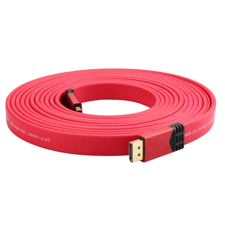 4K 60Hz DisplayPort 1.2 Male to DisplayPort 1.2 Male Aluminum Shell Flat Adapter Cable, Cable Length: 2m (Red)