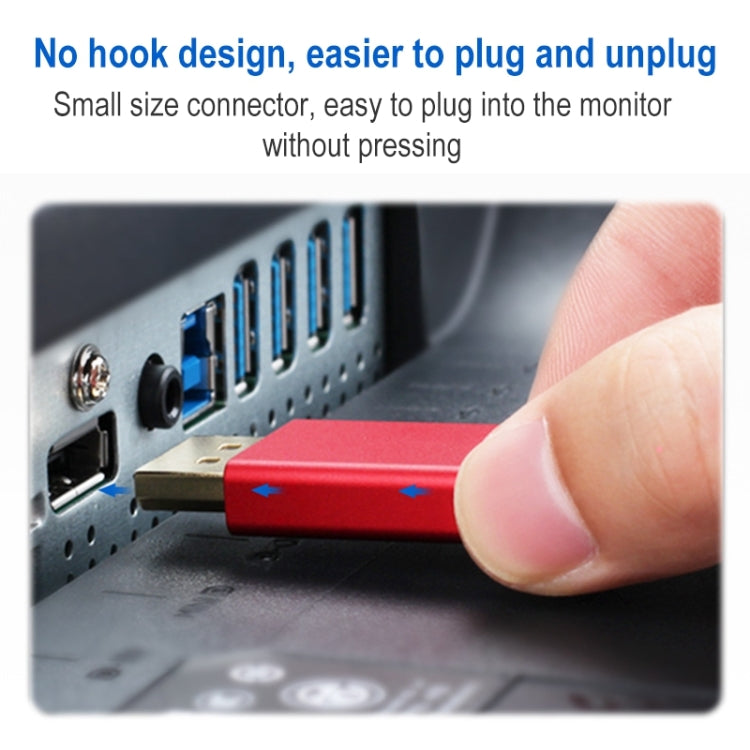 4K 60Hz DisplayPort 1.2 Male to DisplayPort 1.2 Male Aluminum Shell Flat Adapter Cable, Cable Length: 2m (Red)