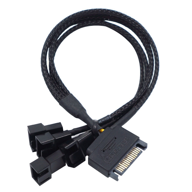 Power Supply SATA + Motherboard 4 Pin to Fan 4 Pin Interface One-to-four Computer Fan Speed Measurement and PWM Extension Cable, Cable Length: 43cm
