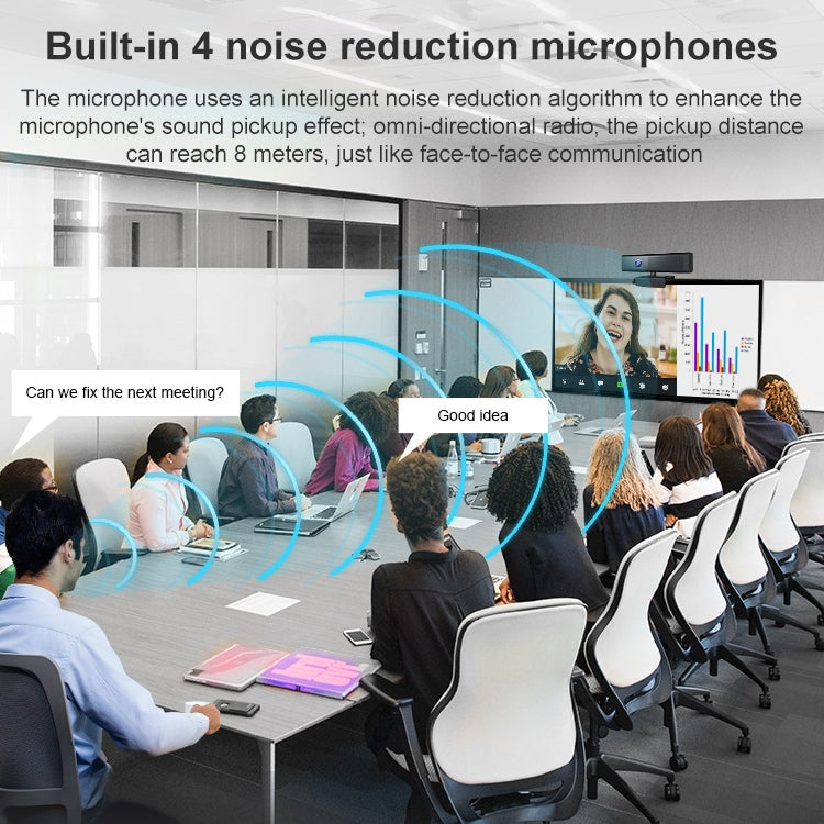 H720 90 Degree Wide-angle 1080P USB Computer Conference Camera, Support Sound Reinforcement Function