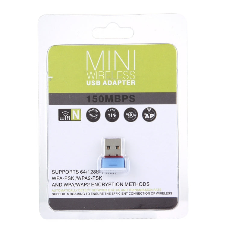 Mini USB 150MBPs Wifi Wireless Network LAN Adapter, IEEE 802.11b / 802.11g / 802.11n, 64/128Bit WEP, WAP, WAP2