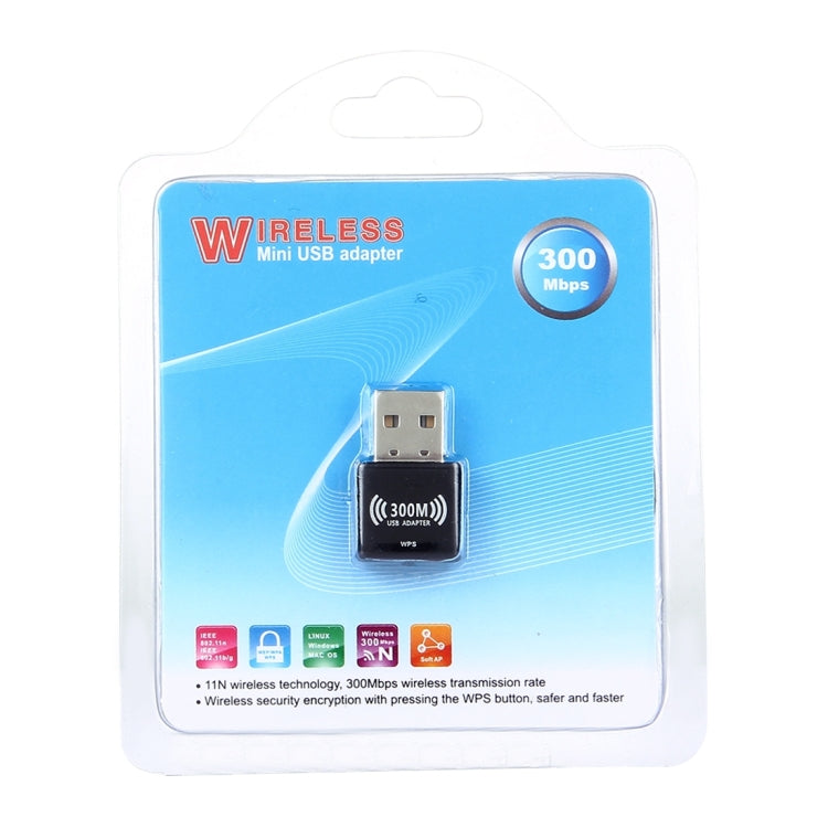 Mini USB 300MBPs Wifi Wireless Network LAN Adapter, IEEE 802.11b / 802.11g / 802.11n, 64/128Bit WEP, WAP, WAP2