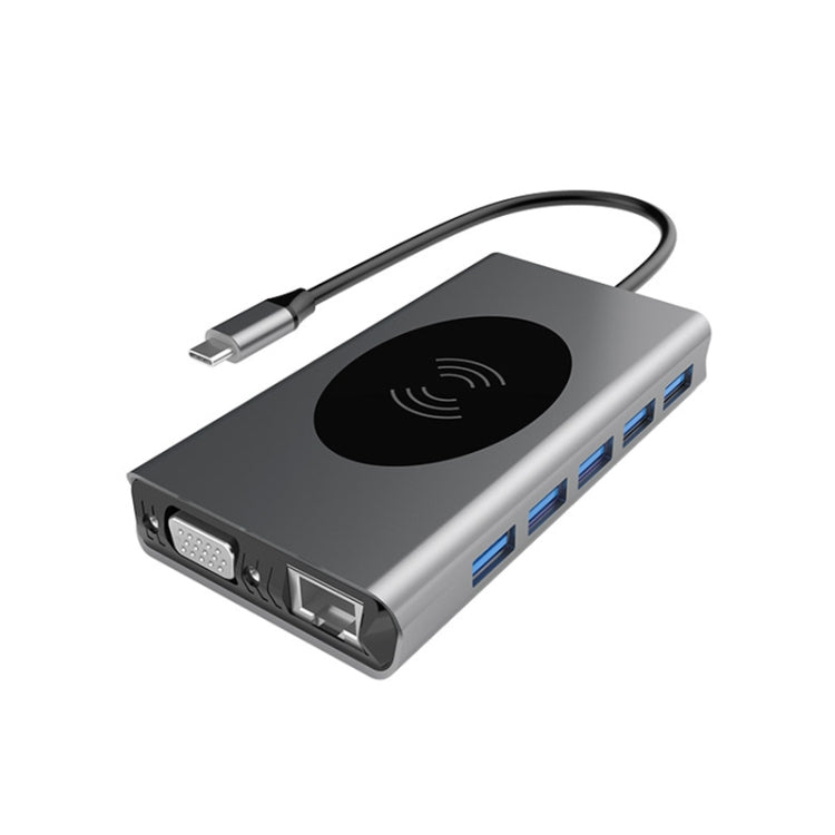 Basix T14 14 in 1 USB-C / Type-c to HDMIx2 + VGA + USB 3.0x5 + SD + TF + RJ45 + PD + 3.5 Audio + 10W Converter