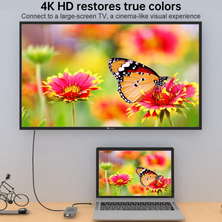 Basix T14 14 in 1 USB-C / Type-c to HDMIx2 + VGA + USB 3.0x5 + SD + TF + RJ45 + PD + 3.5 Audio + 10W Converter