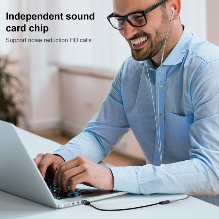 TA1A-C1 USB Male to 3.5mm Audio Female Earphone Adapter(Silver Grey)