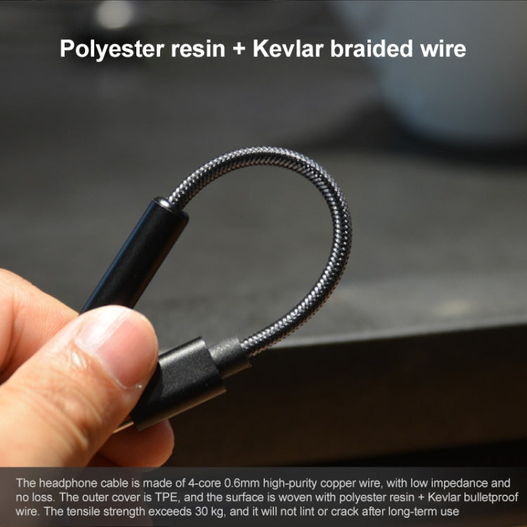 TA11-R USB-C / Type-C Male to 3.5mm Audio Female TPE Braid Earphone Adapter(Black)