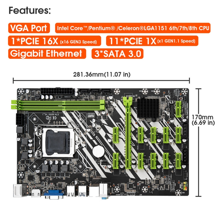 ETH-B250 2 x DDR4 Professional Multi-slots Motherboard