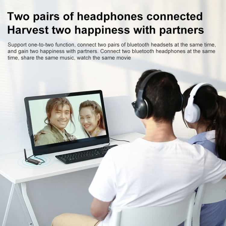 LE502 USB Bluetooth 5.3 Wireless Audio Transmitter with Antenna