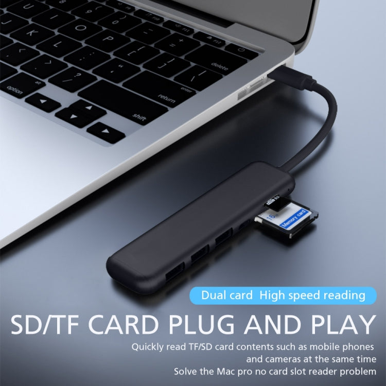 YAOMAISI 7 in 1 Extender USB3.0+ card reader + charging , Support PD Fast Charging, Data Transmission 5G / S for Macbook