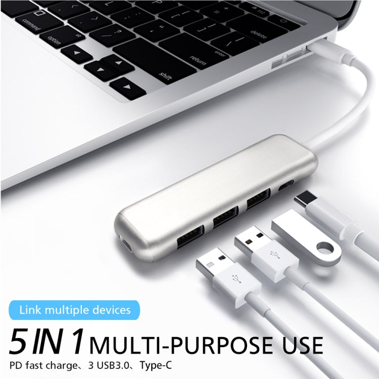 YAOMAISI 5 in 1 Extender USB3.0+ card reader + charging , Support PD Fast Charging, Data Transmission 5G / S for Macbook