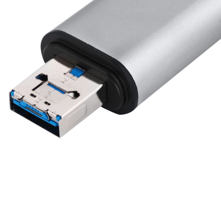 USB-C / Type-C 3.1 to USB 3.0 + Micro USB + SD(HC) + Micro SD Card Reader Adapter, For Galaxy S8 & S8 + / LG G6 / Huawei P10 & P10 Plus / Xiaomi Mi6 & Max 2 and other Smartphones(Silver)