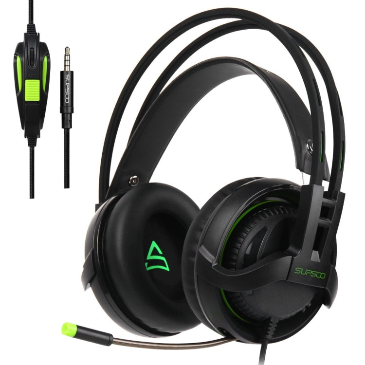 SUPSOO G810 Stereo Gaming Headset Wired Music Headphone with Wire Control & Mic & 3.5mm 2 in 1 Audio Line for PC, Laptop