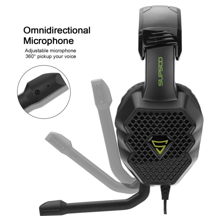 SUPSOO G811 3.5mm Stereo Gaming Headset Wired Music Headphone with Wire Control & Mic & 3.5mm 2 in 1 Audio Line for PC, Laptop, Tablet, Phones