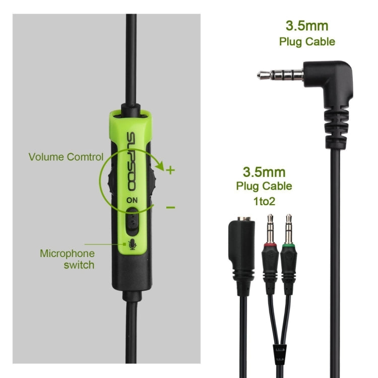 SUPSOO G811 3.5mm Stereo Gaming Headset Wired Music Headphone with Wire Control & Mic & 3.5mm 2 in 1 Audio Line for PC, Laptop, Tablet, Phones