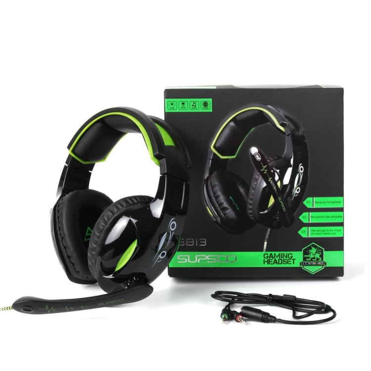 SUPSOO G813 3.5mm Stereo Gaming Headset Wired Music Headphone with Wire Control & Mic & 3.5mm 2 in 1 Audio Line for PC, Laptop, Tablet, Phones