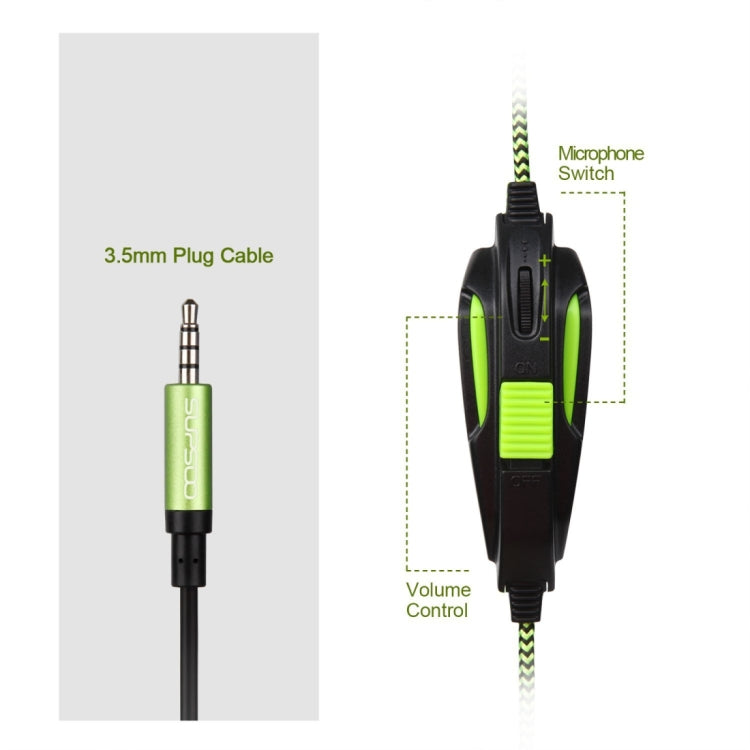 SUPSOO G813 3.5mm Stereo Gaming Headset Wired Music Headphone with Wire Control & Mic & 3.5mm 2 in 1 Audio Line for PC, Laptop, Tablet, Phones