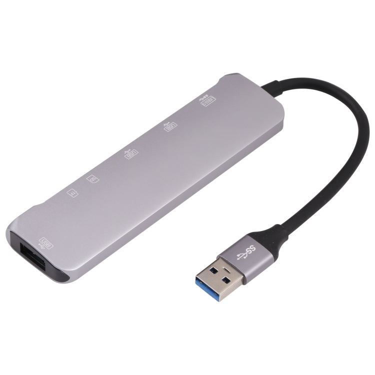 NK-3043HD 6 in 1 USB Male to TF / SD Card Slot + USB 3.0 + 3 USB 2.0 Female Adapter