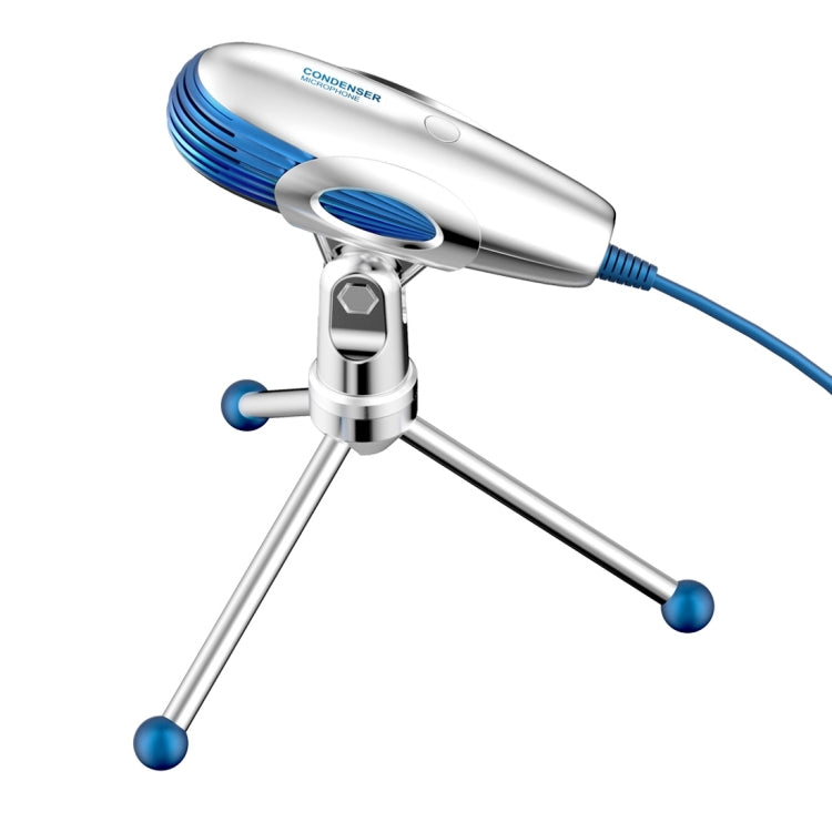Yanmai SF500B Professional Condenser Sound Recording Microphone with Tripod Holder, Cable Length: 1.8m, Compatible with PC and Mac for Live Broadcast Show, KTV, etc.(Blue)