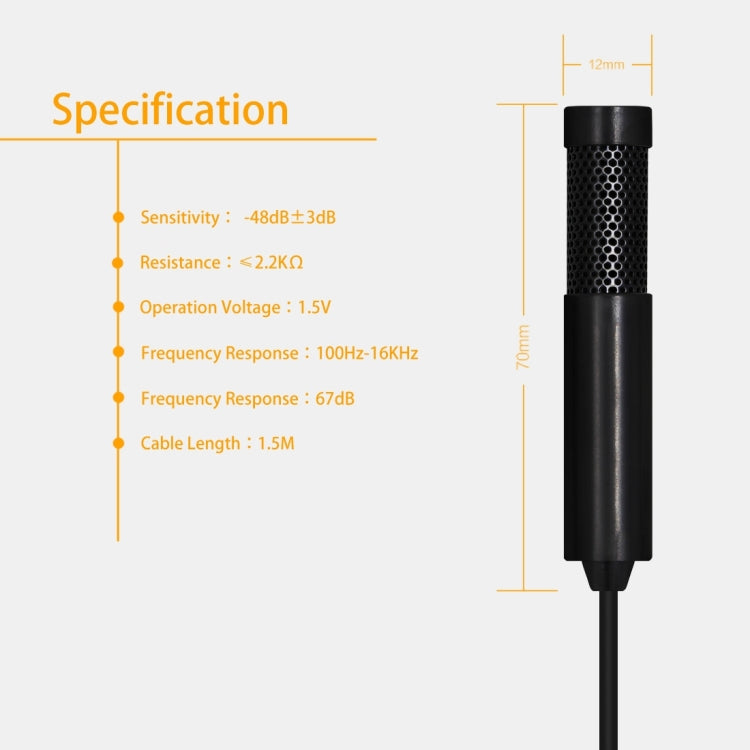 Yanmai SF555 Mini Professional 3.5mm Jack Studio Stereo Condenser Recording Microphone, Cable Length: 1.5m, Compatible with PC and Mac for Live Broadcast Show, KTV, etc.