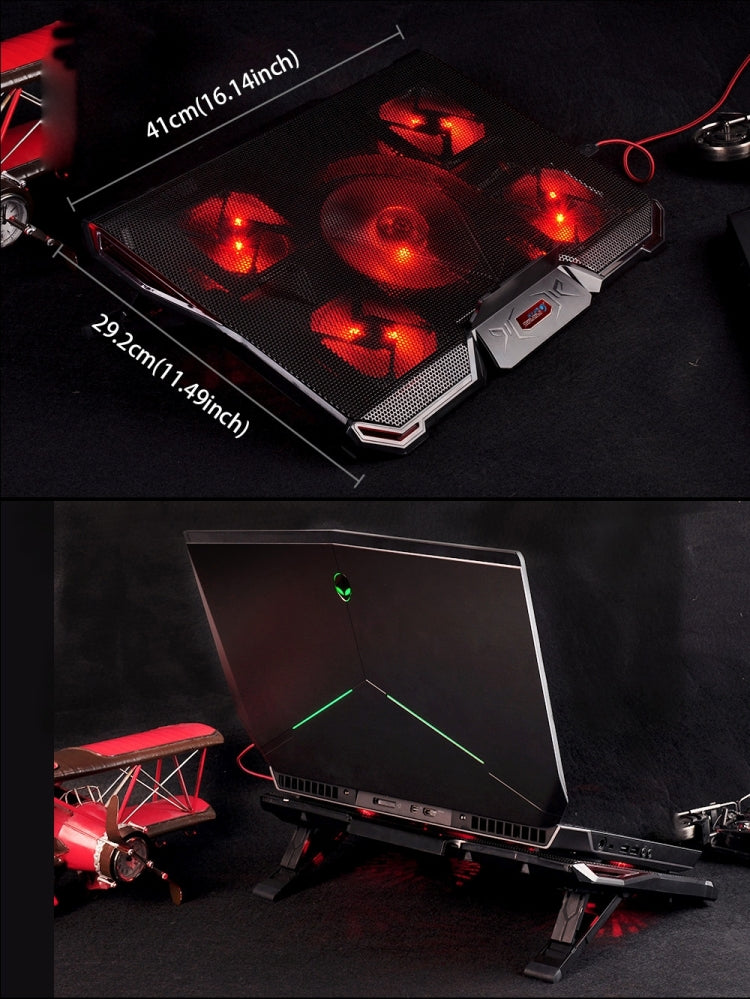 Ice Troll 4 COOLCOLD Five Fans Cooling Pad Air-cooled Radiator Cooling Pads for Gaming Laptop Notebook(Black)