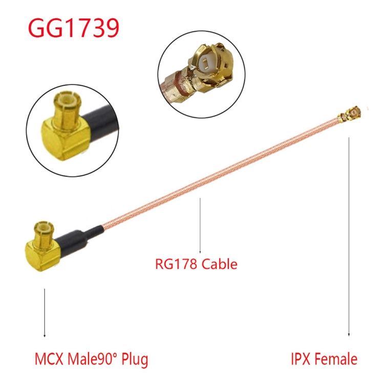 IPX Female to GG1739 MCX Female Elbow RG178 Adapter Cable, Length: 15cm