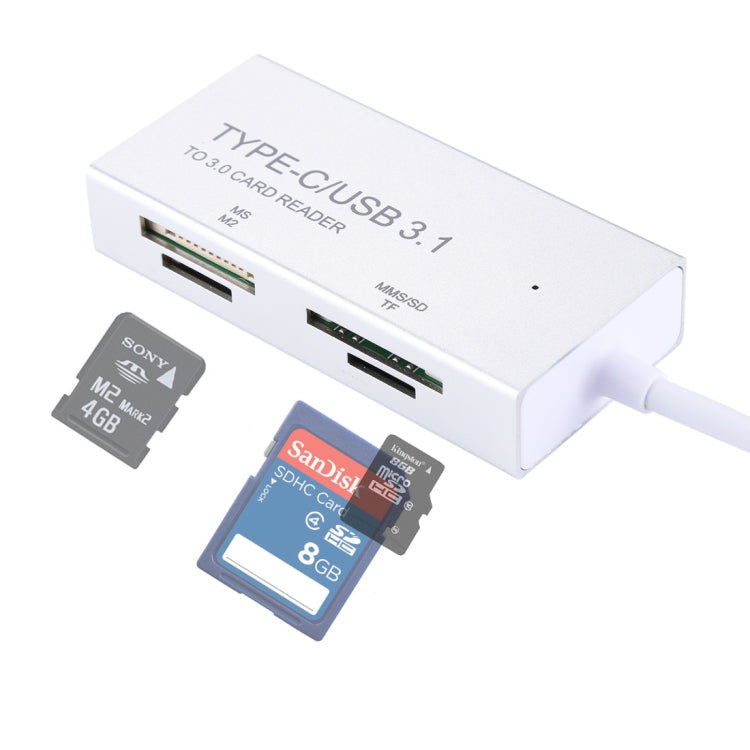TF / SD / MS / M2 Card to USB-C / Type-C Card Reader with 14cm USB Cable