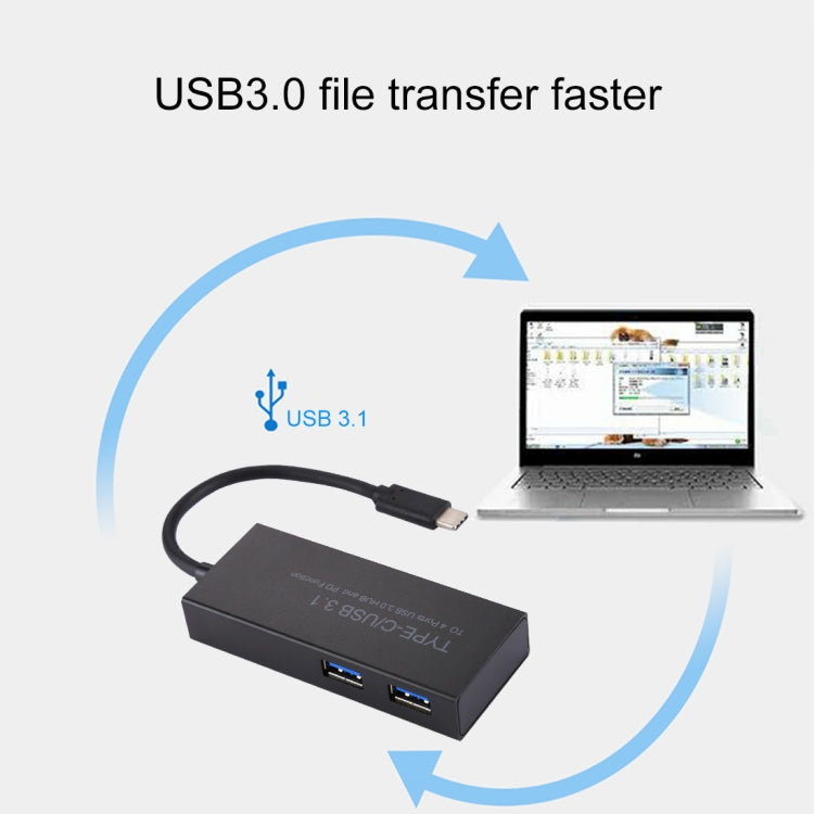 4 x USB 3.0 Ports & USB-C / Type-C Female to USB-C / Type-C Male Hub Splitter Adapter with PD Function