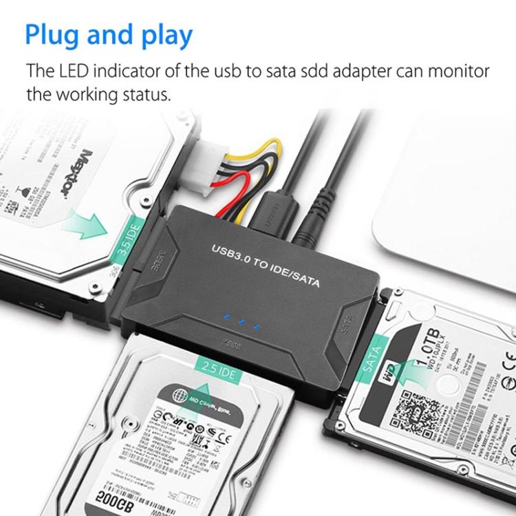 SATA / IDE to USB 3.0 Adapter 2.5 / 3.5 Inch Hard Drive Adapter Cable Converter, UK Plug
