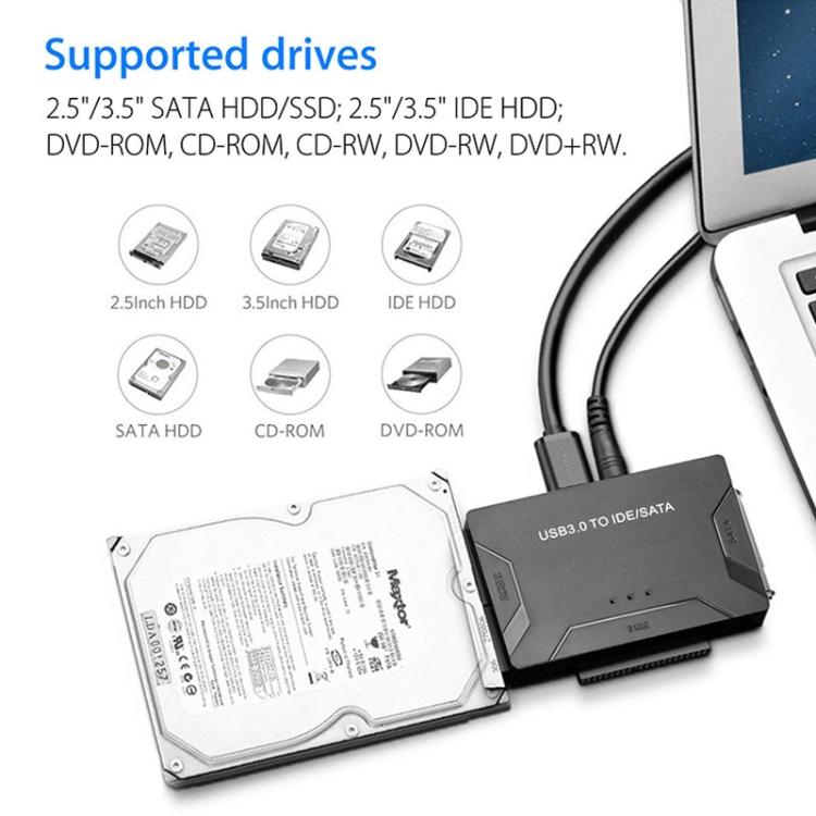 SATA / IDE to USB 3.0 Adapter 2.5 / 3.5 Inch Hard Drive Adapter Cable Converter, EU Plug