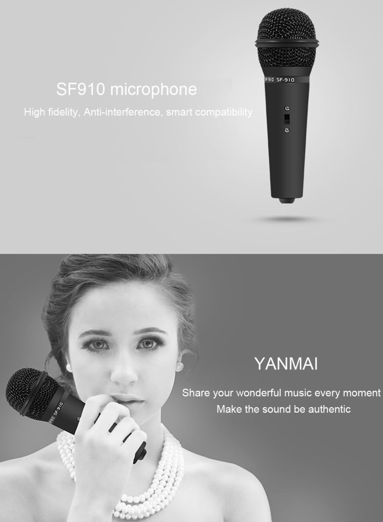 Yanmai SF-910 Professional Condenser Sound Recording Microphone with Tripod Holder, Cable Length: 2.0m, Compatible with PC and Mac for Live Broadcast Show, KTV, etc.(White)