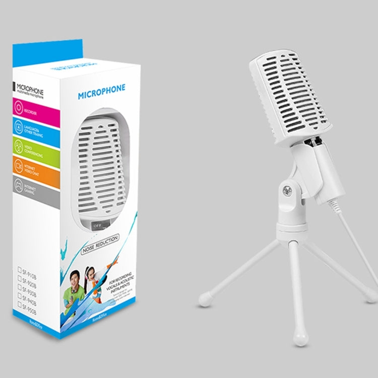Yanmai SF-940 Professional Condenser Sound Recording Microphone with Tripod Holder, Cable Length: 2.0m, Compatible with PC and Mac for  Live Broadcast Show, KTV, etc.(White)