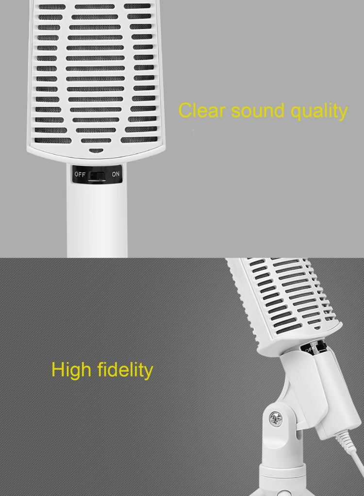 Yanmai SF-940 Professional Condenser Sound Recording Microphone with Tripod Holder, Cable Length: 2.0m, Compatible with PC and Mac for  Live Broadcast Show, KTV, etc.(White)