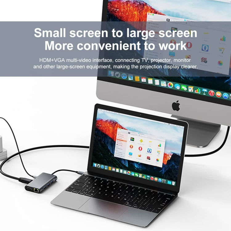 BYL-2111U3 7 in 1 USB-C / Type-C to USB Docking Station HUB Adapter (Silver)