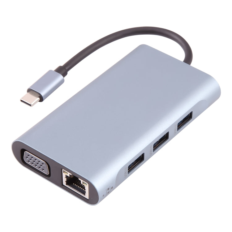 BYL-2111 7 in 1 USB-C / Type-C to USB Docking Station HUB Adapter (Silver)