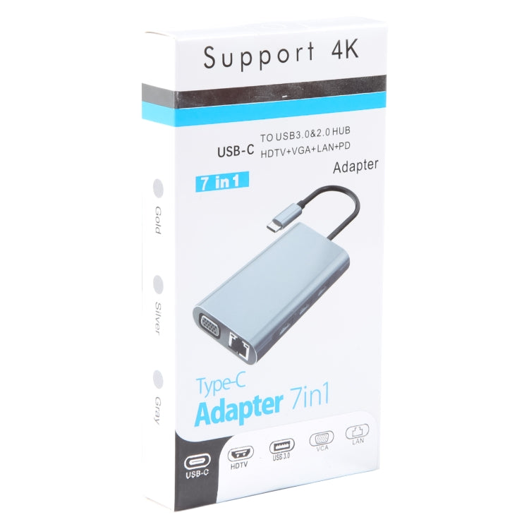 BYL-2111 7 in 1 USB-C / Type-C to USB Docking Station HUB Adapter (Silver)