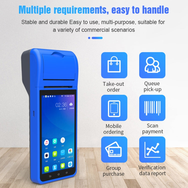 POS-6000 58mm PDA Handheld 5.5 inch Barcode Two-dimensional Code Android 4G Smart Scan Code Cash Register Thermal Printing Machine, 2GB+32GB