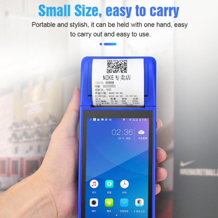 POS-6000 58mm PDA Handheld 5.5 inch Barcode Two-dimensional Code Android 4G Smart Scan Code Cash Register Thermal Printing Machine, 2GB+32GB