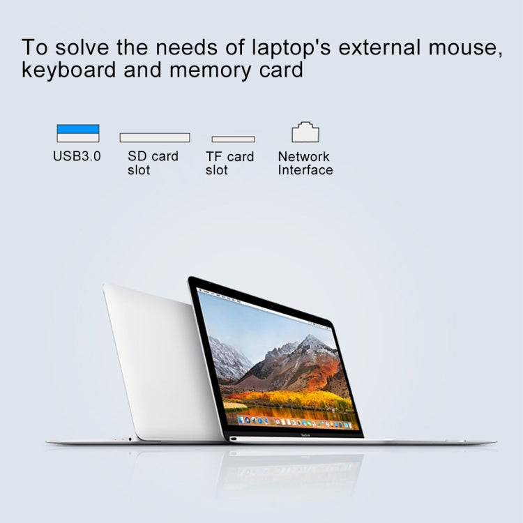 10 / 100 / 1000M Gigabit Ethernet Network RJ45 & SD & TF Card Reader to USB 3.0 HUB Mini Aluminum Adapter Converter, Total Length: about 20cm