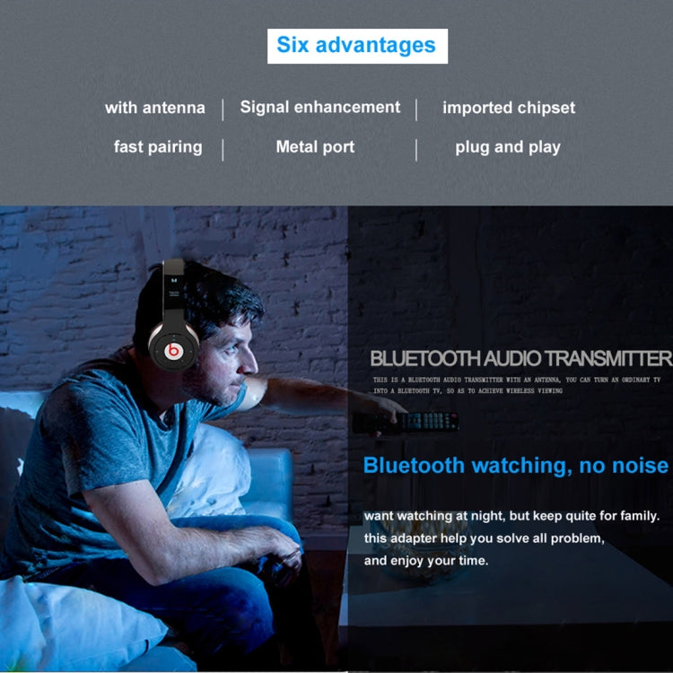 B5 Bluetooth Audio Transmitter with Antenna, Bluetooth Distance: 10m above, For Bluetooth Headset, TV, Computer, DVD, Notebook