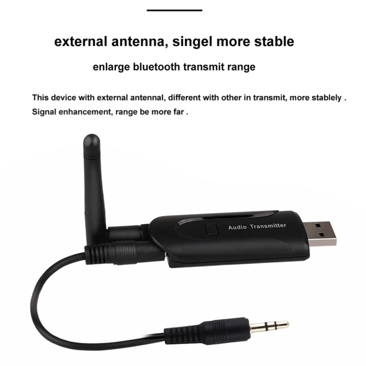 B5 Bluetooth Audio Transmitter with Antenna, Bluetooth Distance: 10m above, For Bluetooth Headset, TV, Computer, DVD, Notebook