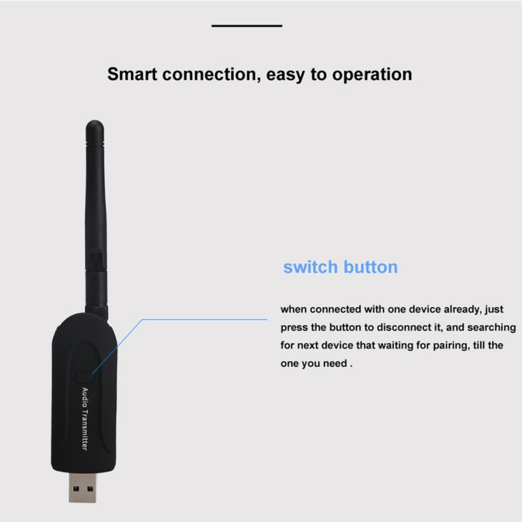 B5 Bluetooth Audio Transmitter with Antenna, Bluetooth Distance: 10m above, For Bluetooth Headset, TV, Computer, DVD, Notebook